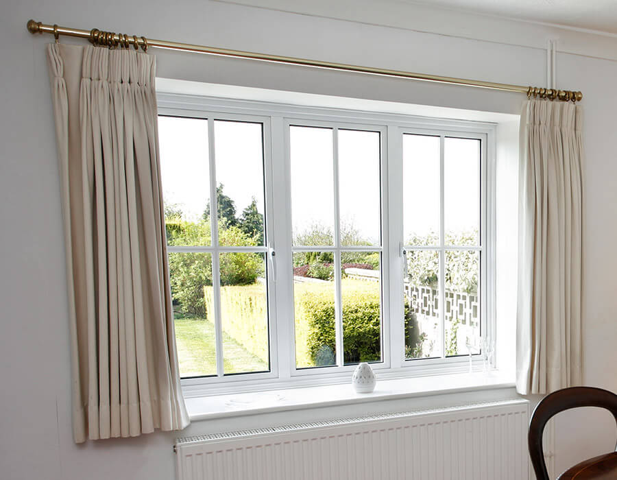 White aluminium casement window interior view