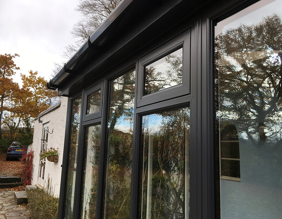 Black uPVC conservatory interior