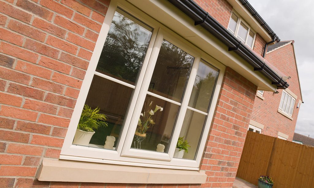 Cream uPVC casement window