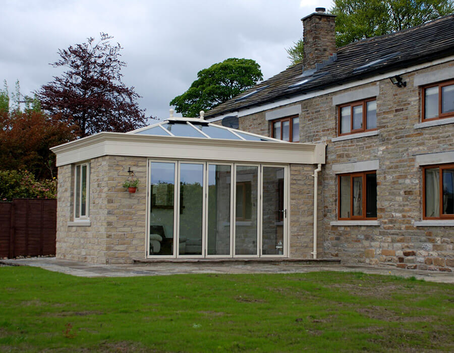 Cream uPVC orangery installation