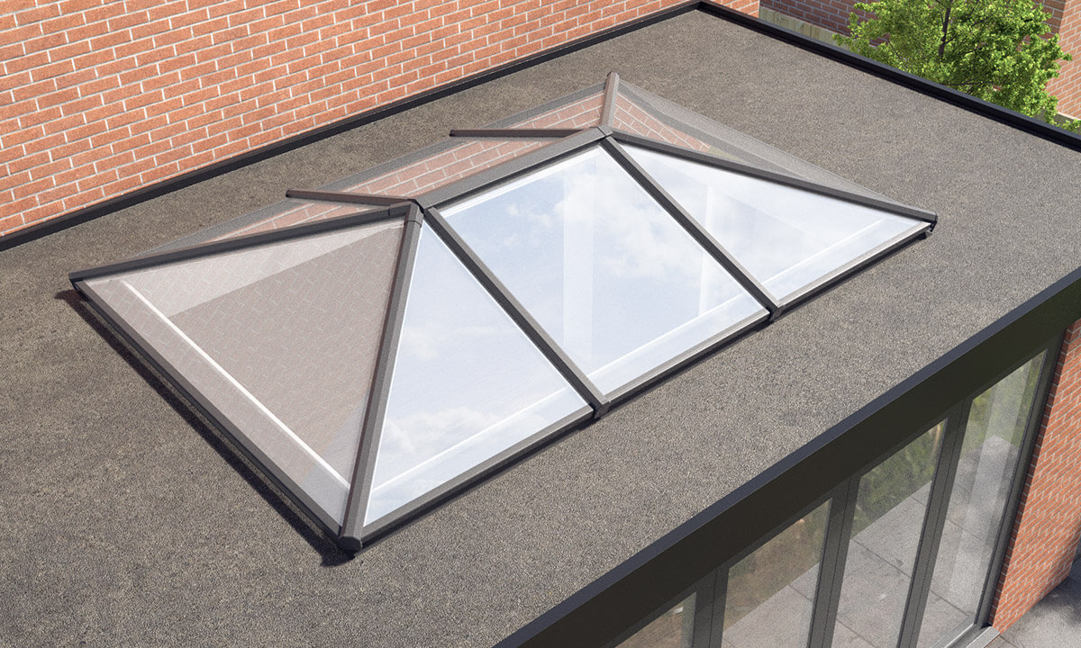 Flat roof extension with a lantern roof