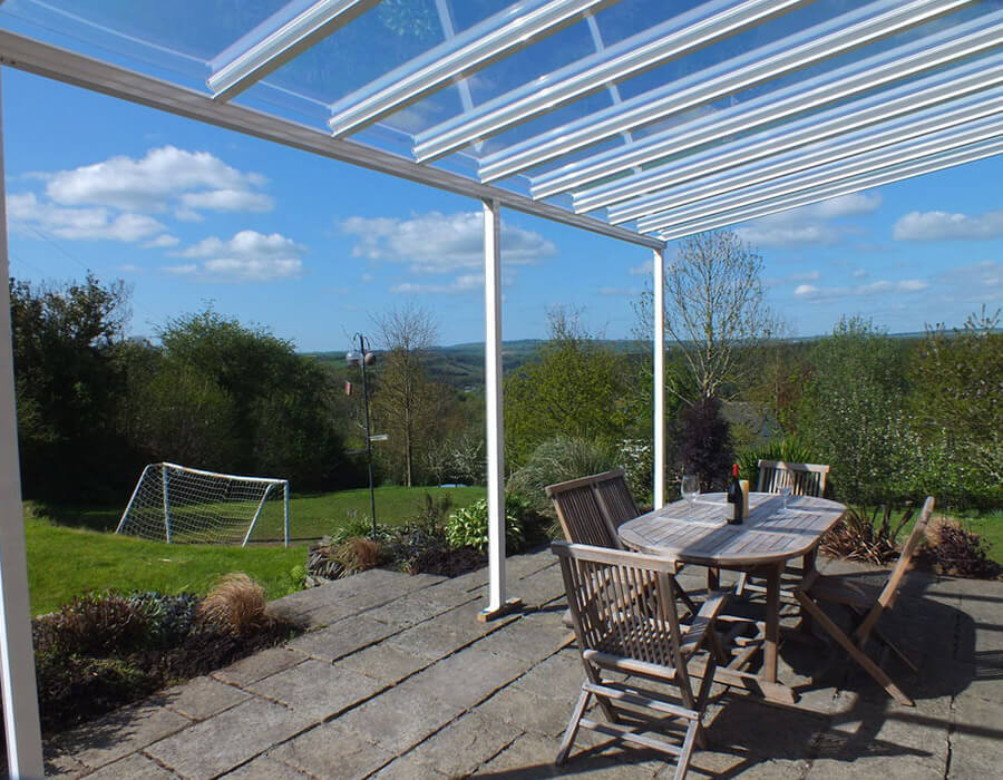 White uPVC canopy with a glass roof