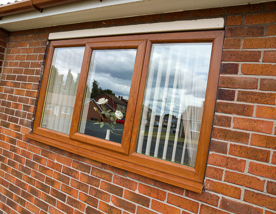 Golden oak effect uPVC casement window