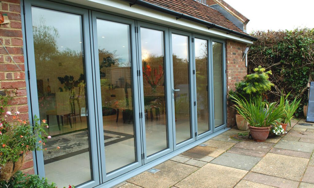 Grey aluminium bifold doors