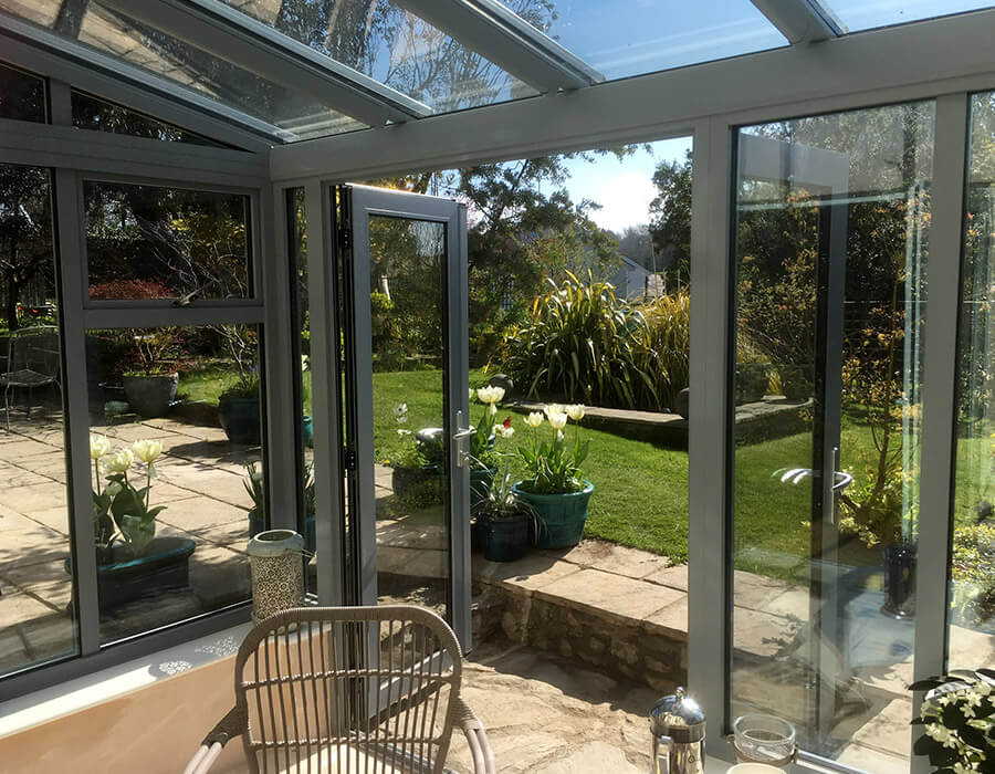 Grey uPVC lean to conservatory interior view