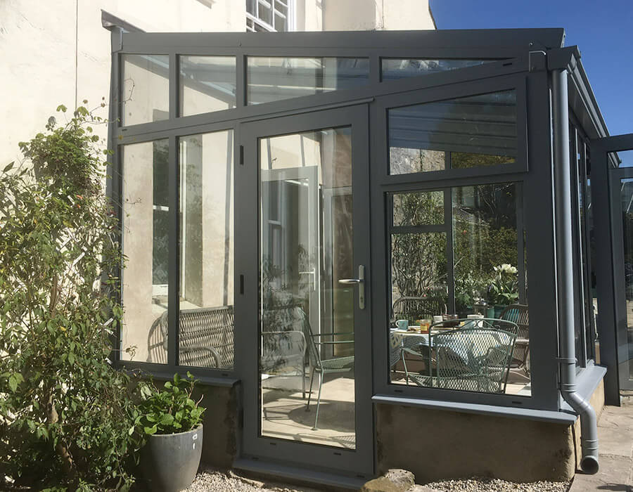 Lean to uPVC conservatory with a single door