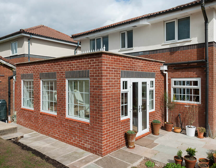 Red brick orangery with uPVC windows