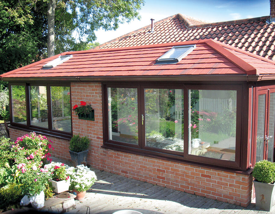 uPVC conservatory with a red tiled roof