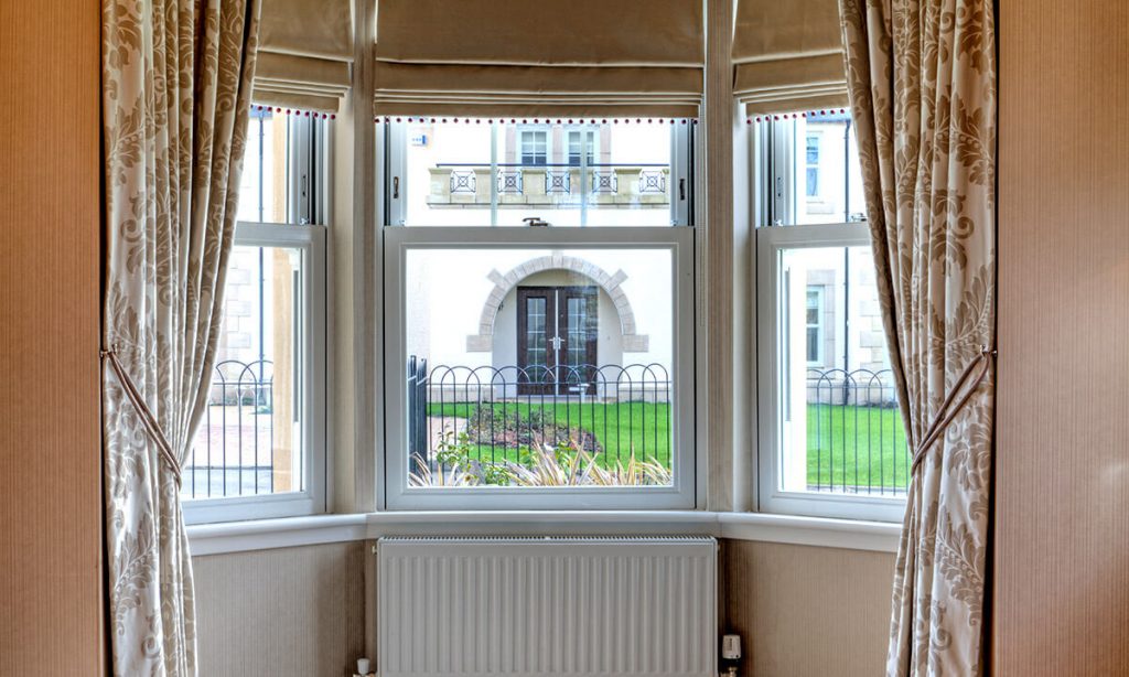 Interior view of vertical sliding sash windows