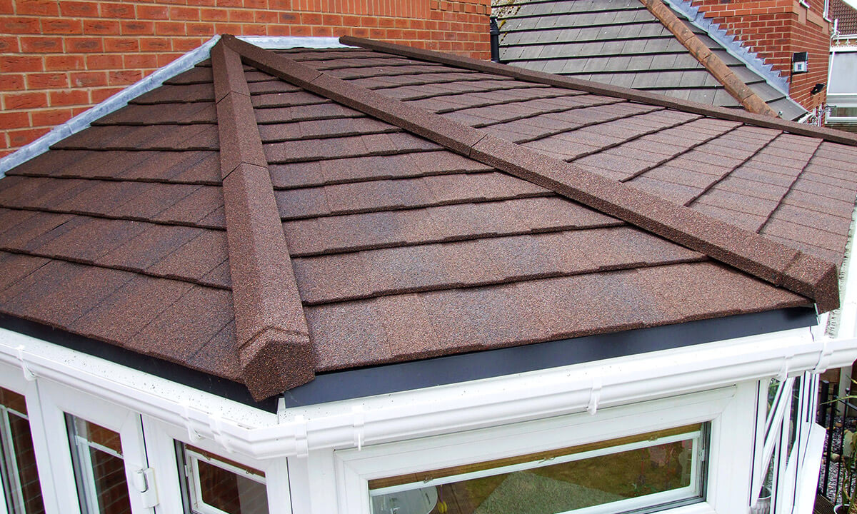 Victorian conservatory tiled roof close up