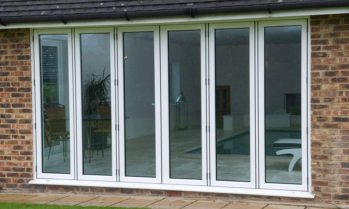 White aluminium bifold door