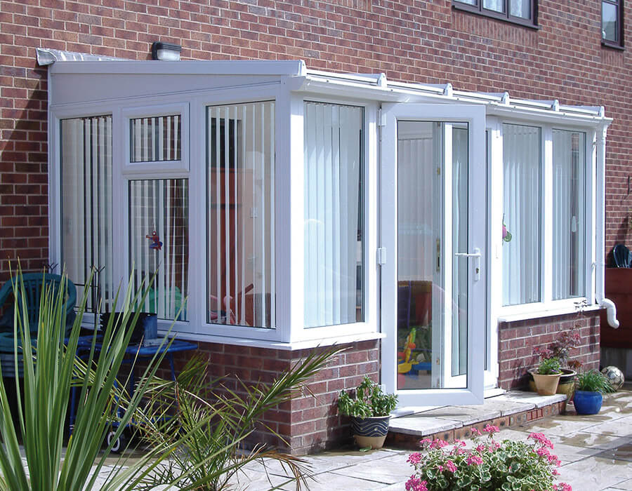 White uPVC lean to conservatory
