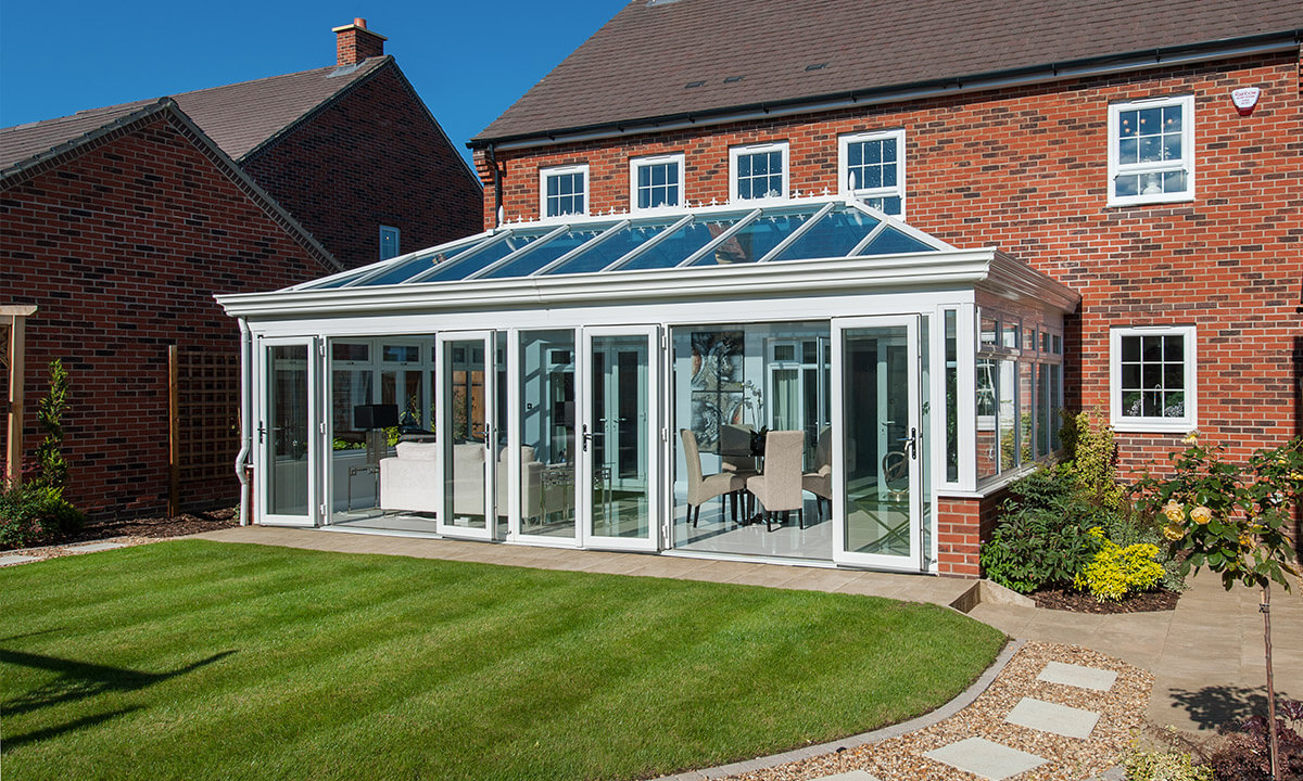 White uPVC orangery installation