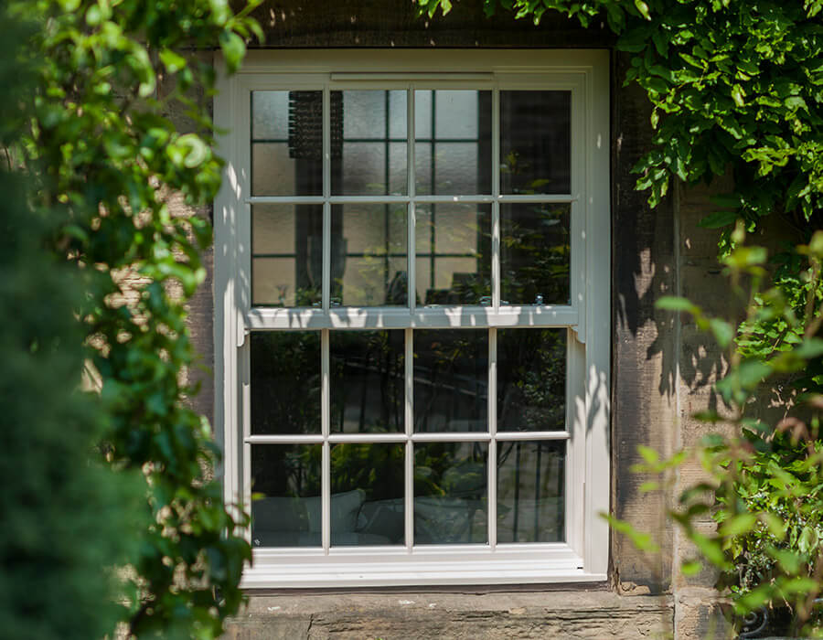 White uPVC sliding sash window