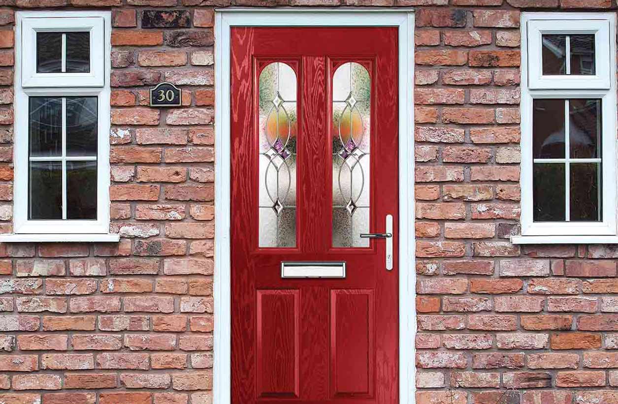 Red composite door from doorco