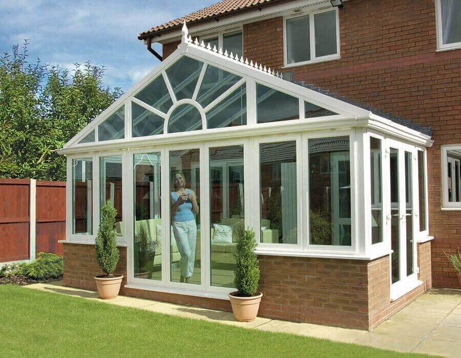 White uPVC gable conservatory builder