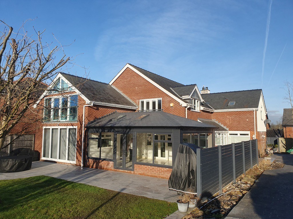 A grey tiled roof