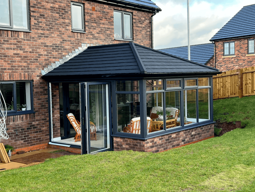 A stone black supalite tiled roof