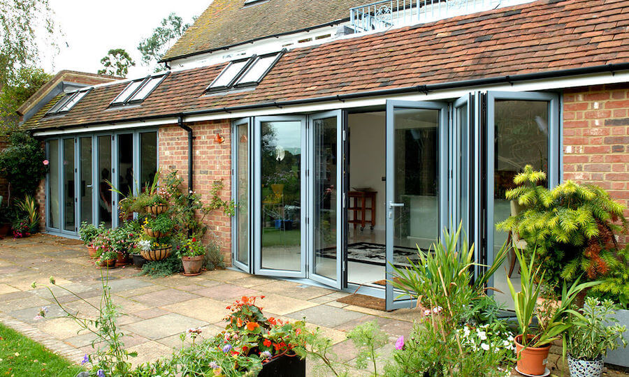 grey aluminium bifold doors